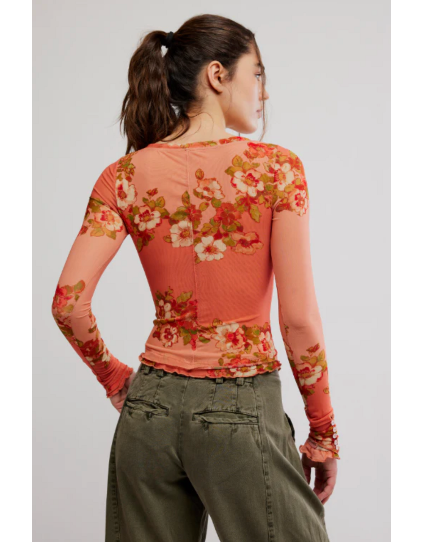 Free people Free People - Lilly Printed Long Sleeve Top (Apricot Combo)