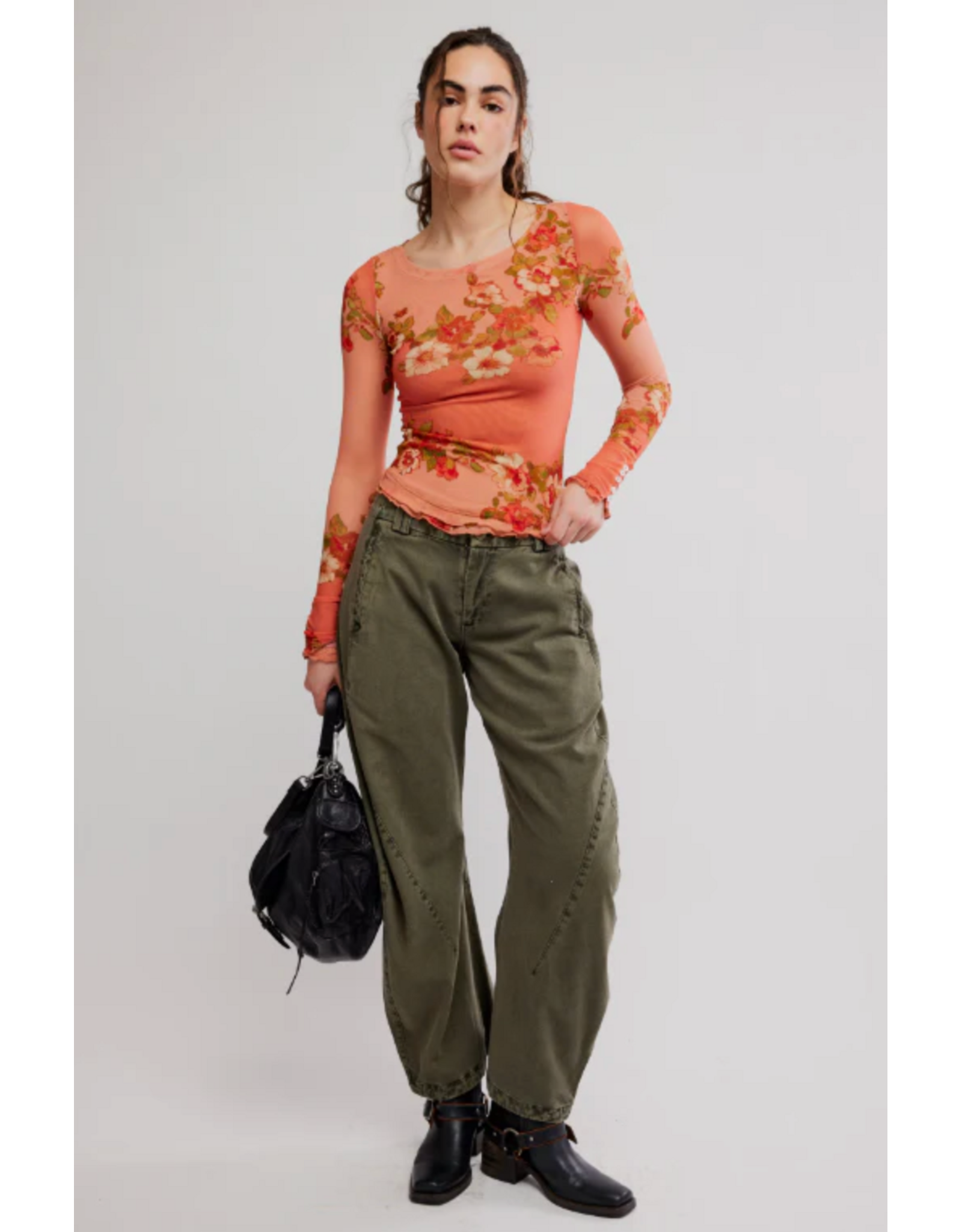Free people Free People - Lilly Printed Long Sleeve Top (Apricot Combo)