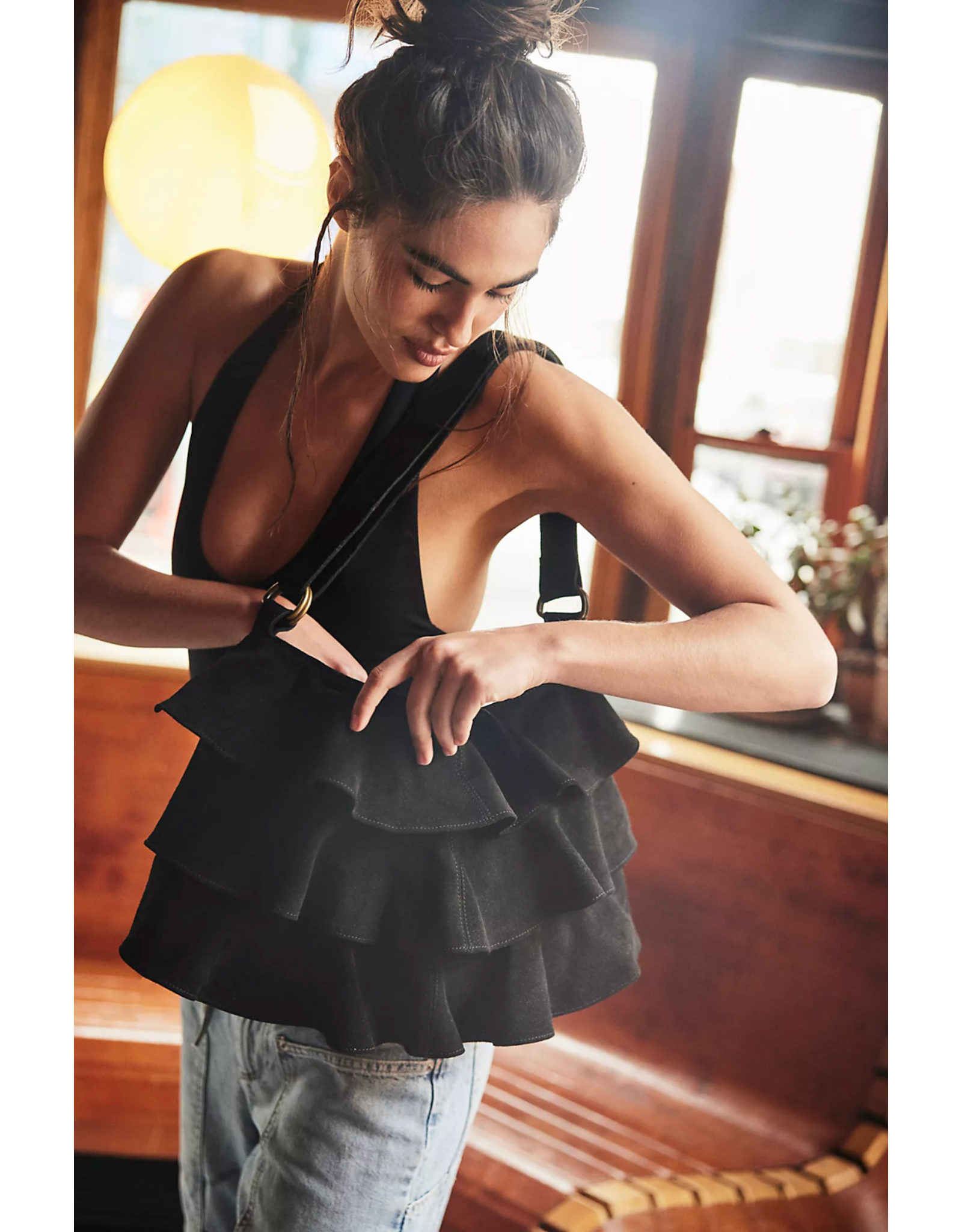 Free people Free People - Rae Ruffle Shoulder Bag (Black)