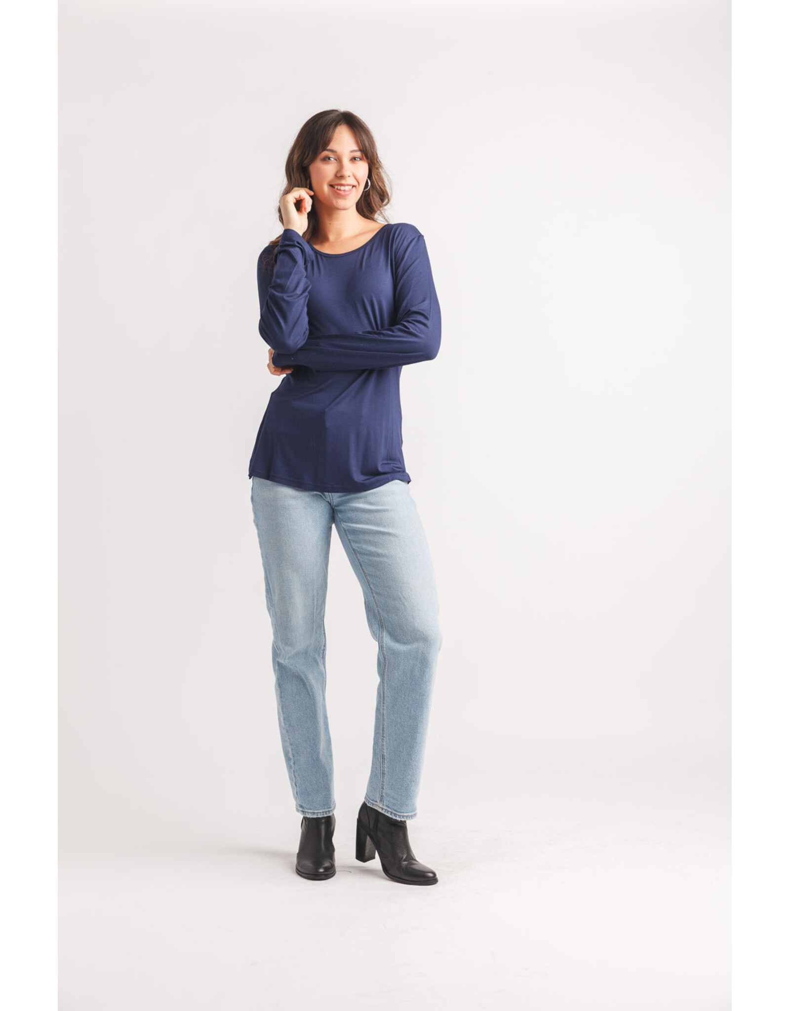 Papillon Papillon - Bamboo Stretch Long Sleeve top (Navy)