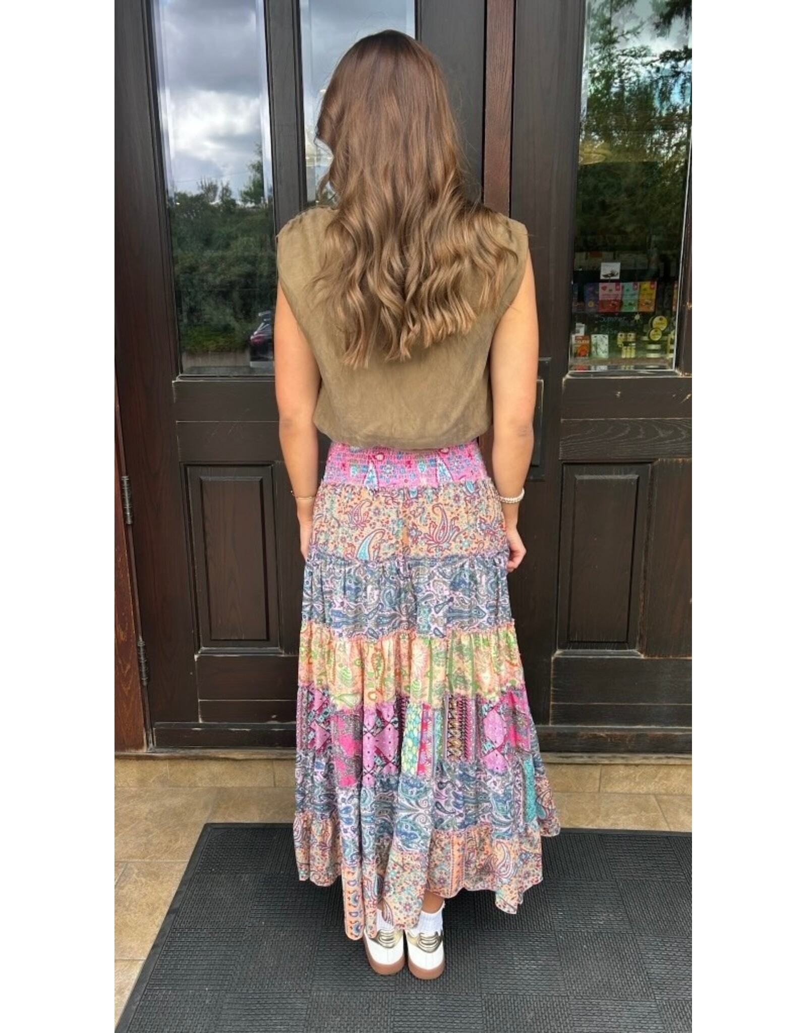 Papillon Papillon - Tiered Print Maxi Skirt (Pink)