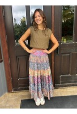 Papillon Papillon - Tiered Print Maxi Skirt (Pink)