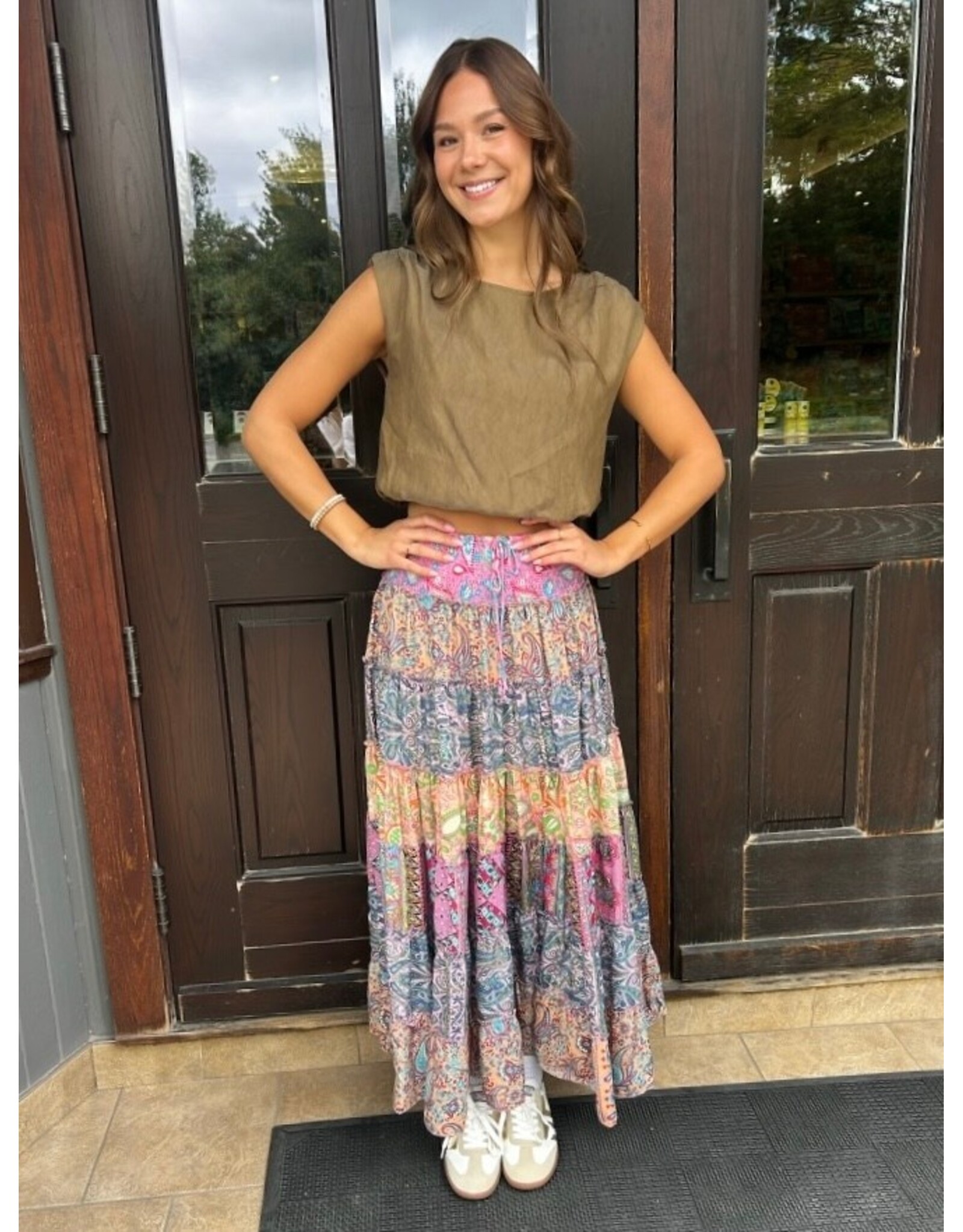 Papillon Papillon - Tiered Print Maxi Skirt (Pink)