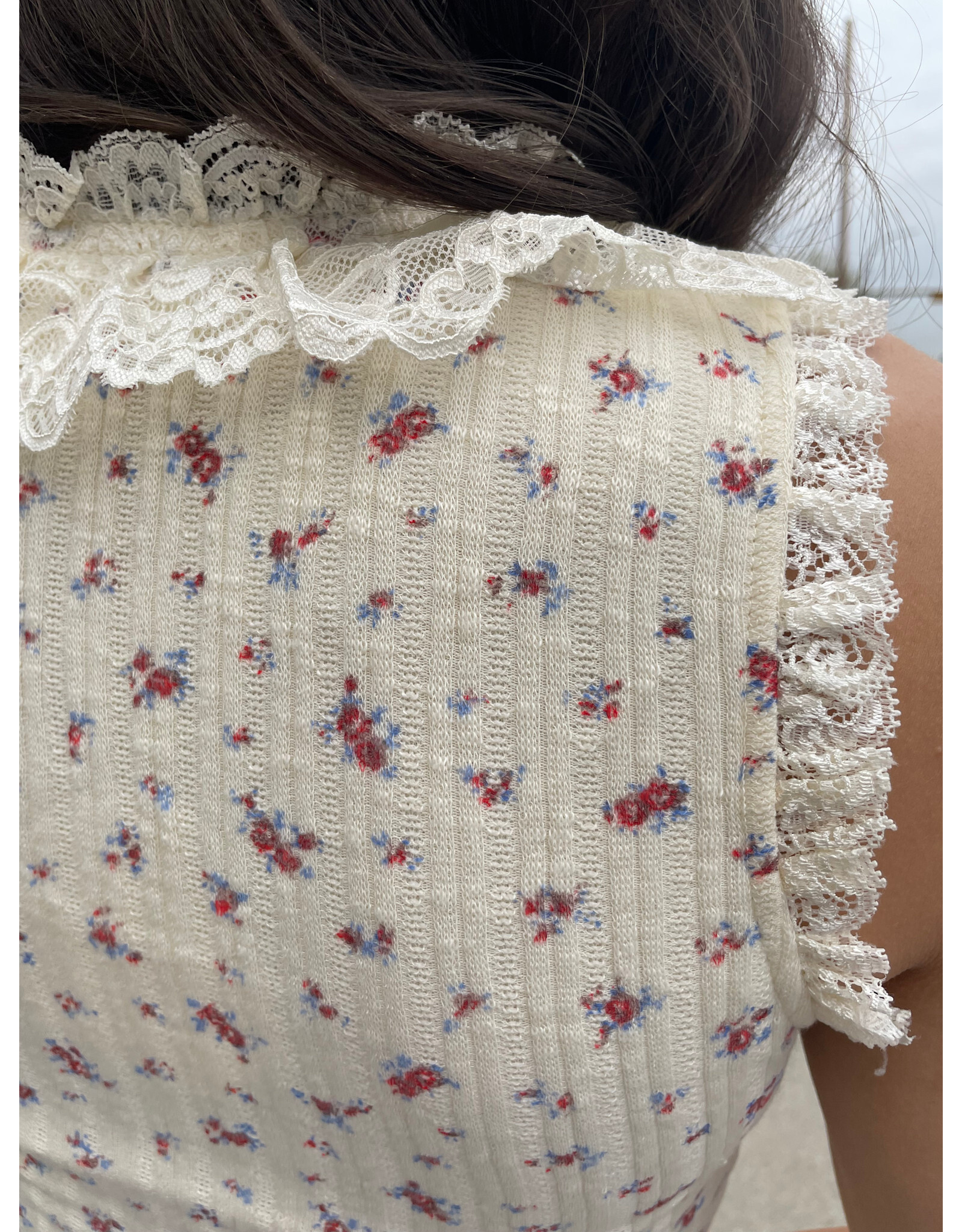 Bailey Rose Floral Ruffle Lace Top with Button Front (Yellow)
