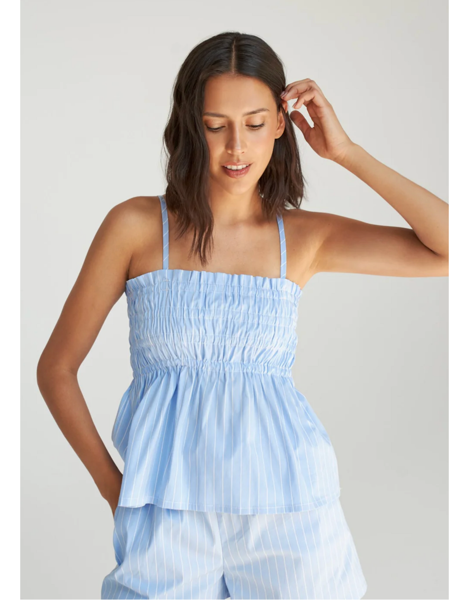Dailystory Dailystory - Isadora Smocked Tank Top (Blue)