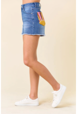 Saints & Hearts Denim Shorts with Sunset Embroidery