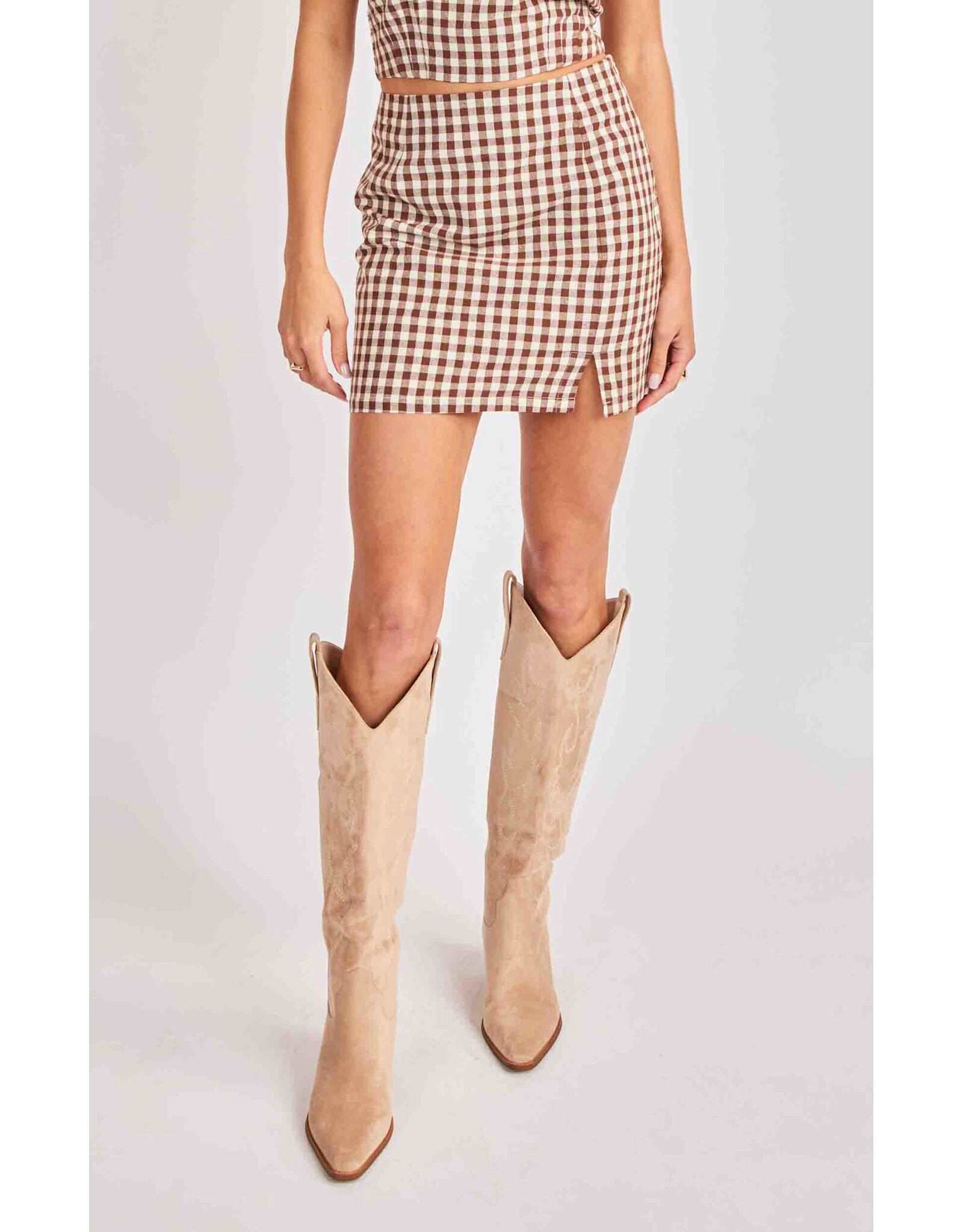 Sadie & Sage Sadie & Sage - Mustang Gingham Mini Skirt (Brown)