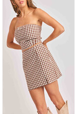 Sadie & Sage Sadie & Sage - Mustang Gingham Mini Skirt (Brown)