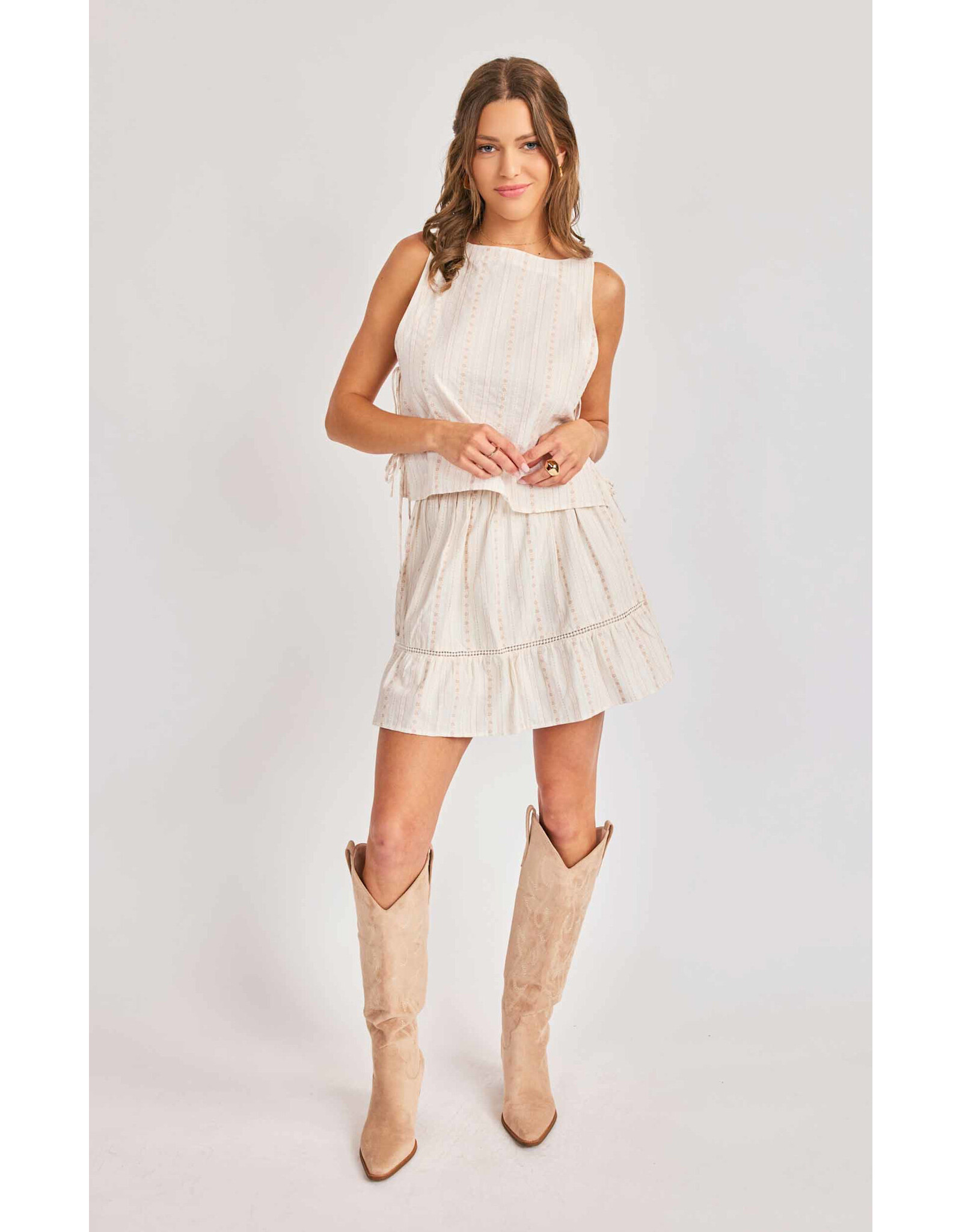 Sadie & Sage Sadie & Sage - Heartland Lace Trim Mini Skirt (Cream)
