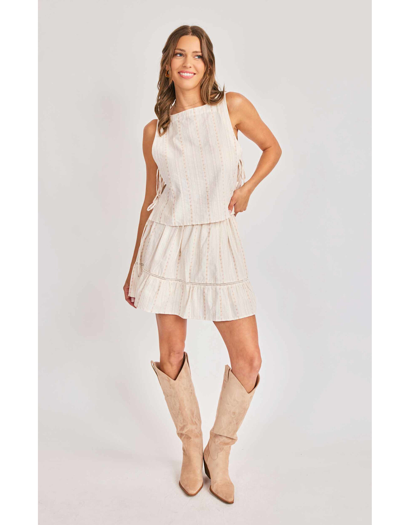 Sadie & Sage Sadie & Sage - Heartland Lace Trim Mini Skirt (Cream)