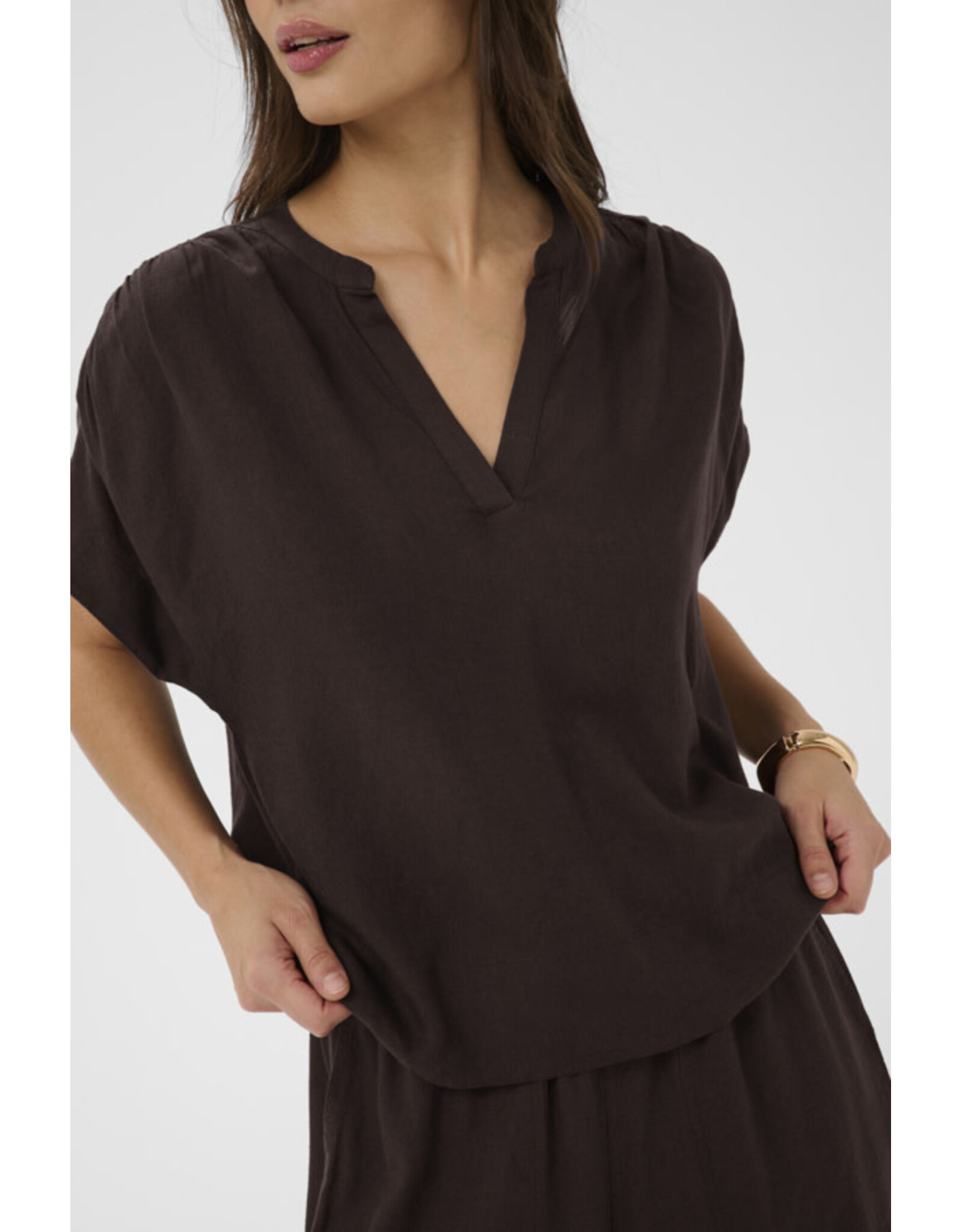 Kaffe Kaffe - Milia Short Sleeve Blouse (Black Coffee)
