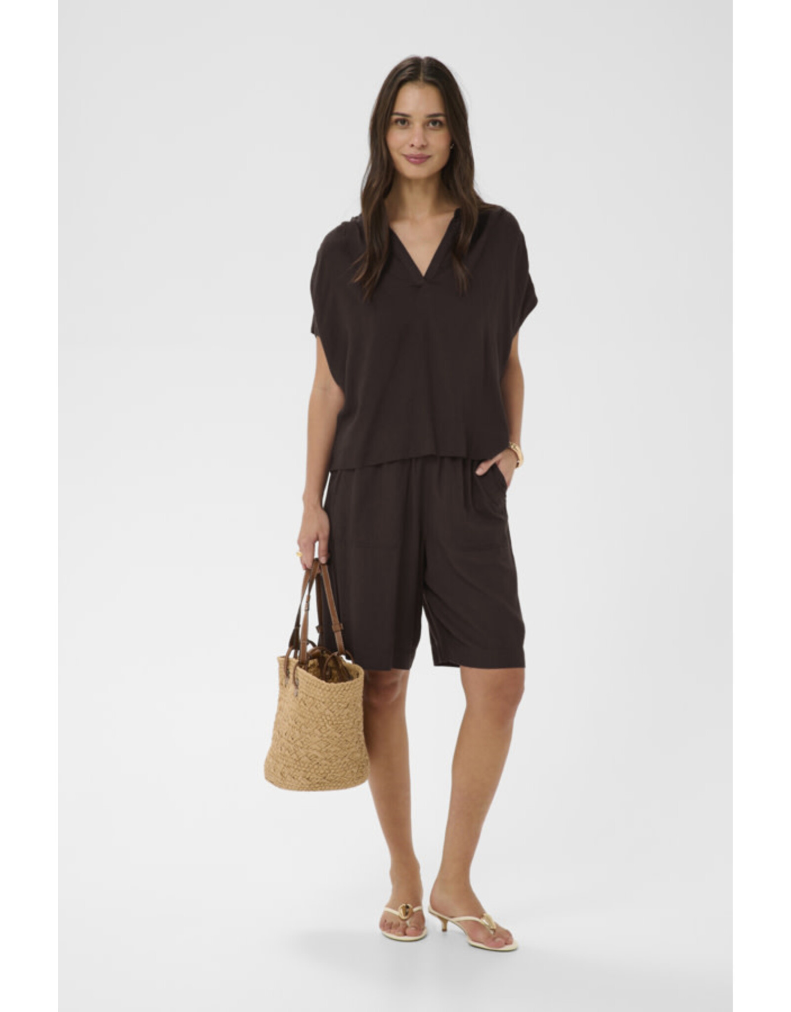 Kaffe Kaffe - Milia Short Sleeve Blouse (Black Coffee)