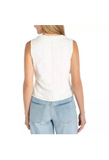 Liverpool Liverpool - Sleeveless Pintucked Top with Ruffles (Cream Stripe)