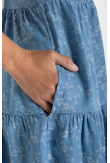 Liverpool Liverpool - Tiered Flutter Sleeve Dress (Indigo Roses)