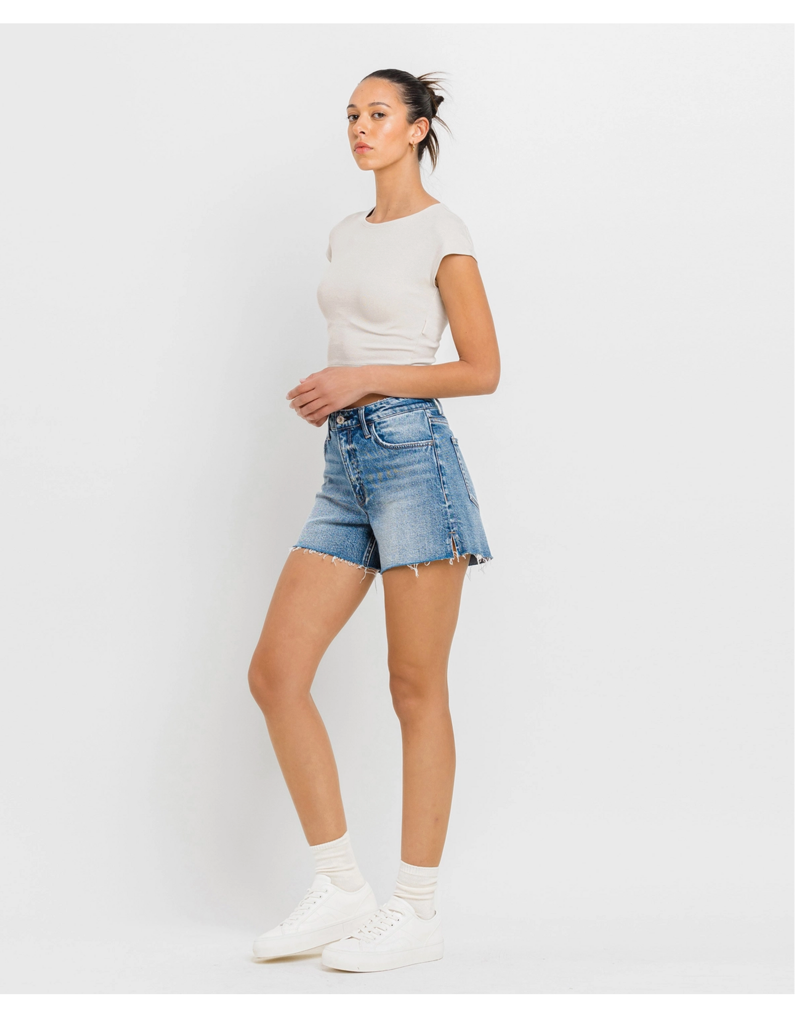 VERVET VERVET - Rebecca High Rise Cleancut Hem A Line Shorts (Inner Circle)