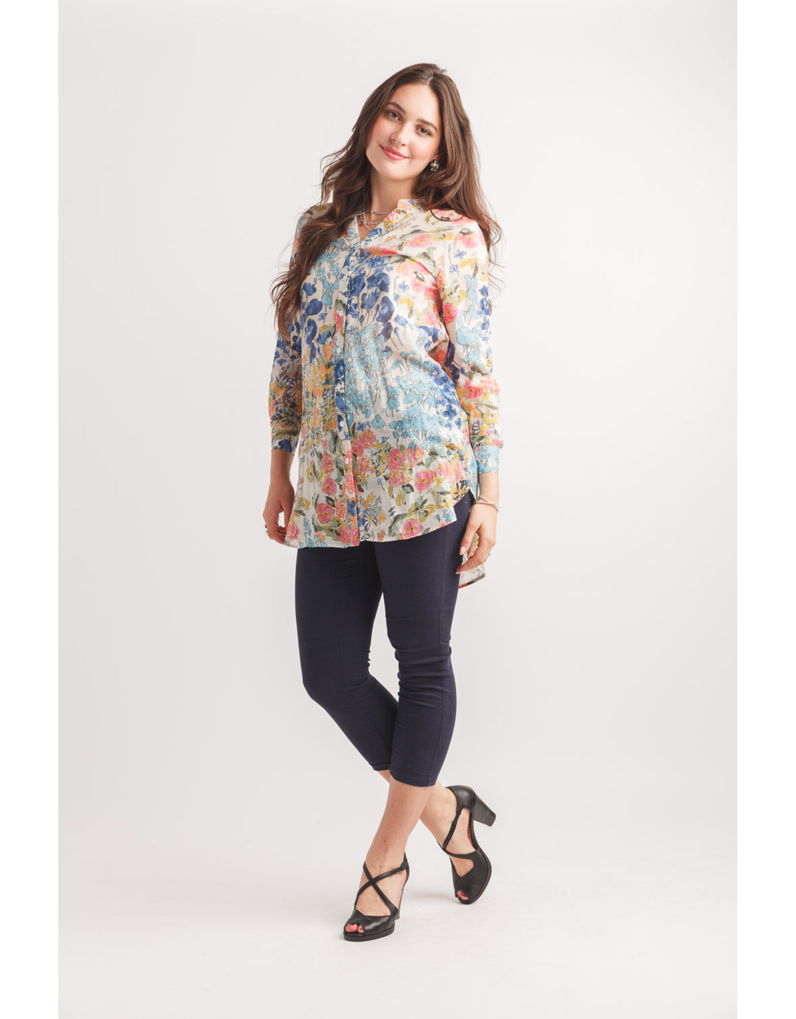 Papillon Papillon - Floral button front tunic (Blue)