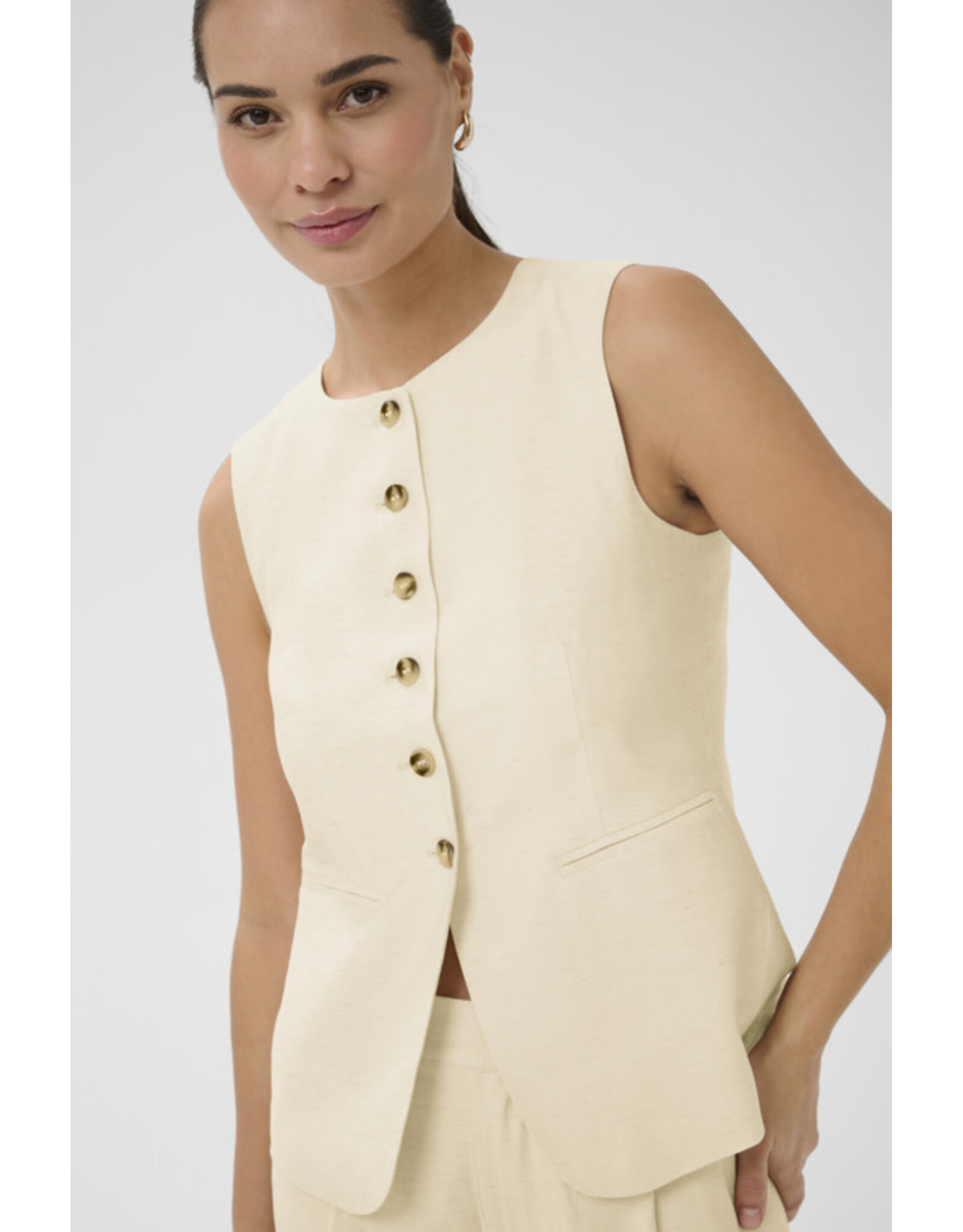 Kaffe Kaffe - Annetta Waist Coat (Feather Grey)