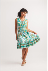 Papillon Papillon - Boho Print V Neck Dress (Green)