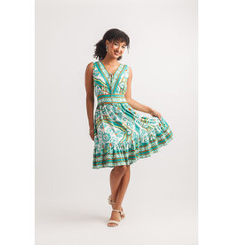 Papillon Papillon - Boho Print V Neck Dress (Green)