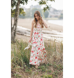 Papillon Papillon - Floral Print Smocked Sleeveless Maxi Dress (Cream)