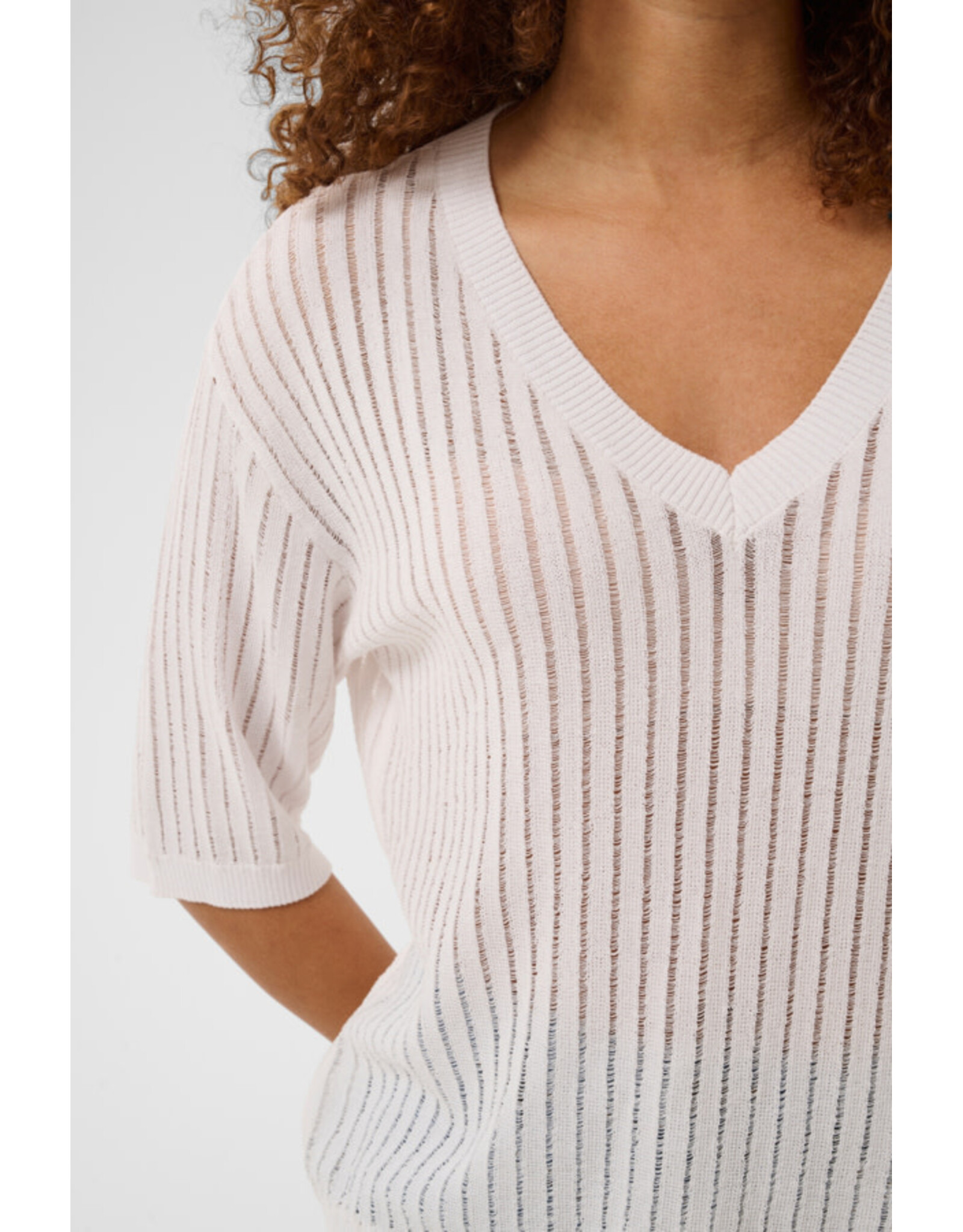Kaffe Kaffe - Abalina V Neck Pullover (Chalk)