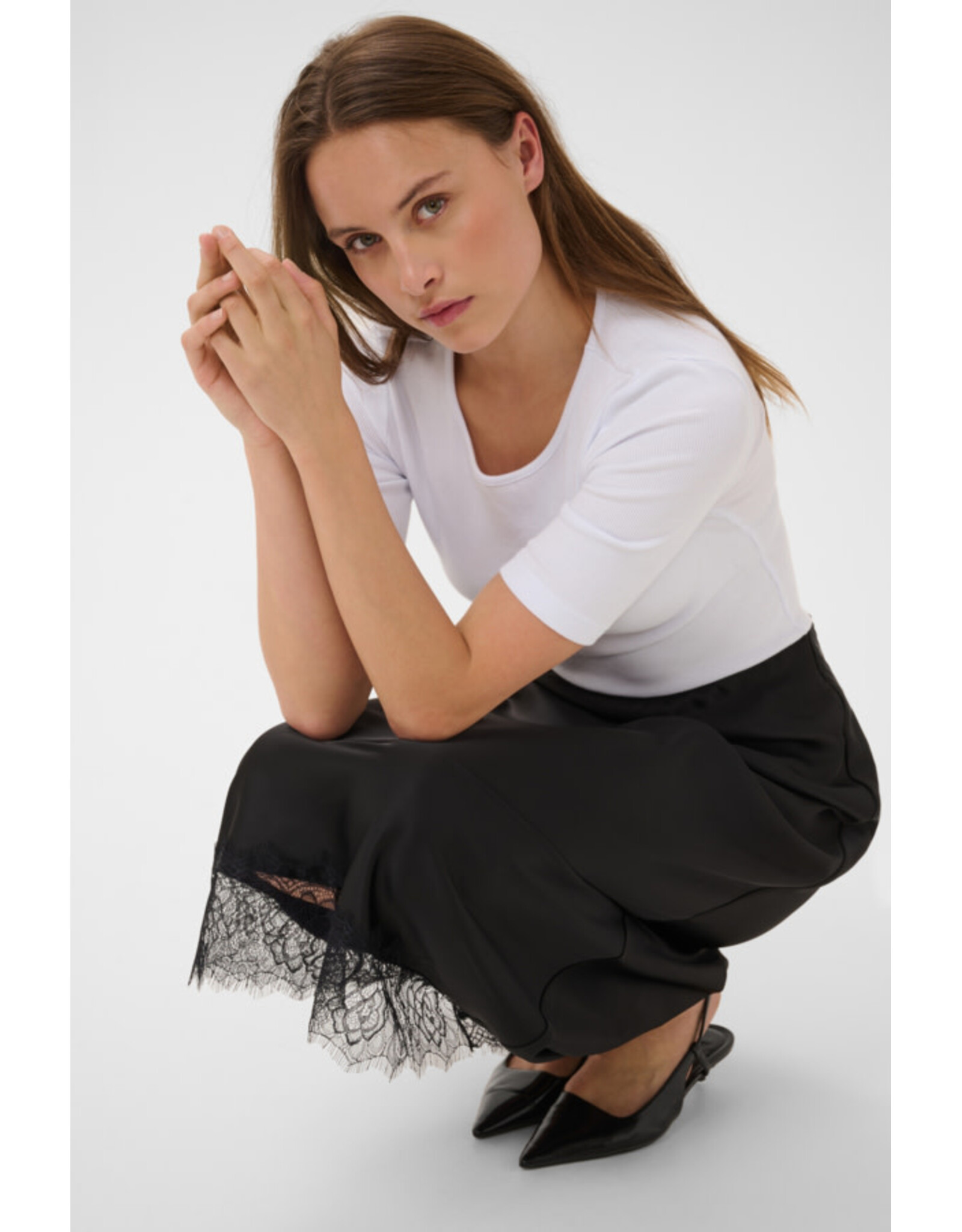 Kaffe Kaffe - Hill Maxi Skirt with Lace Trim (Black Deep)