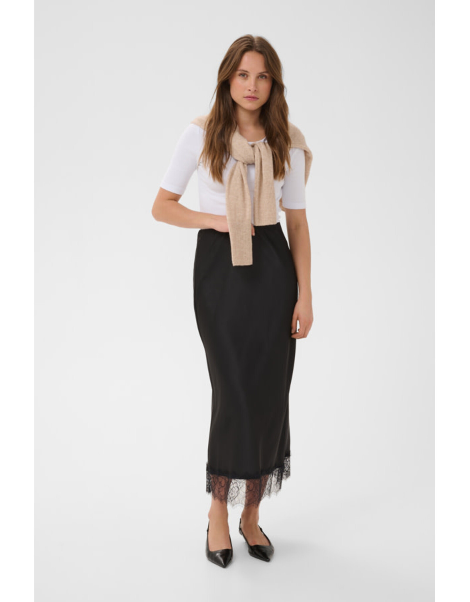 Kaffe Kaffe - Hill Maxi Skirt with Lace Trim (Black Deep)