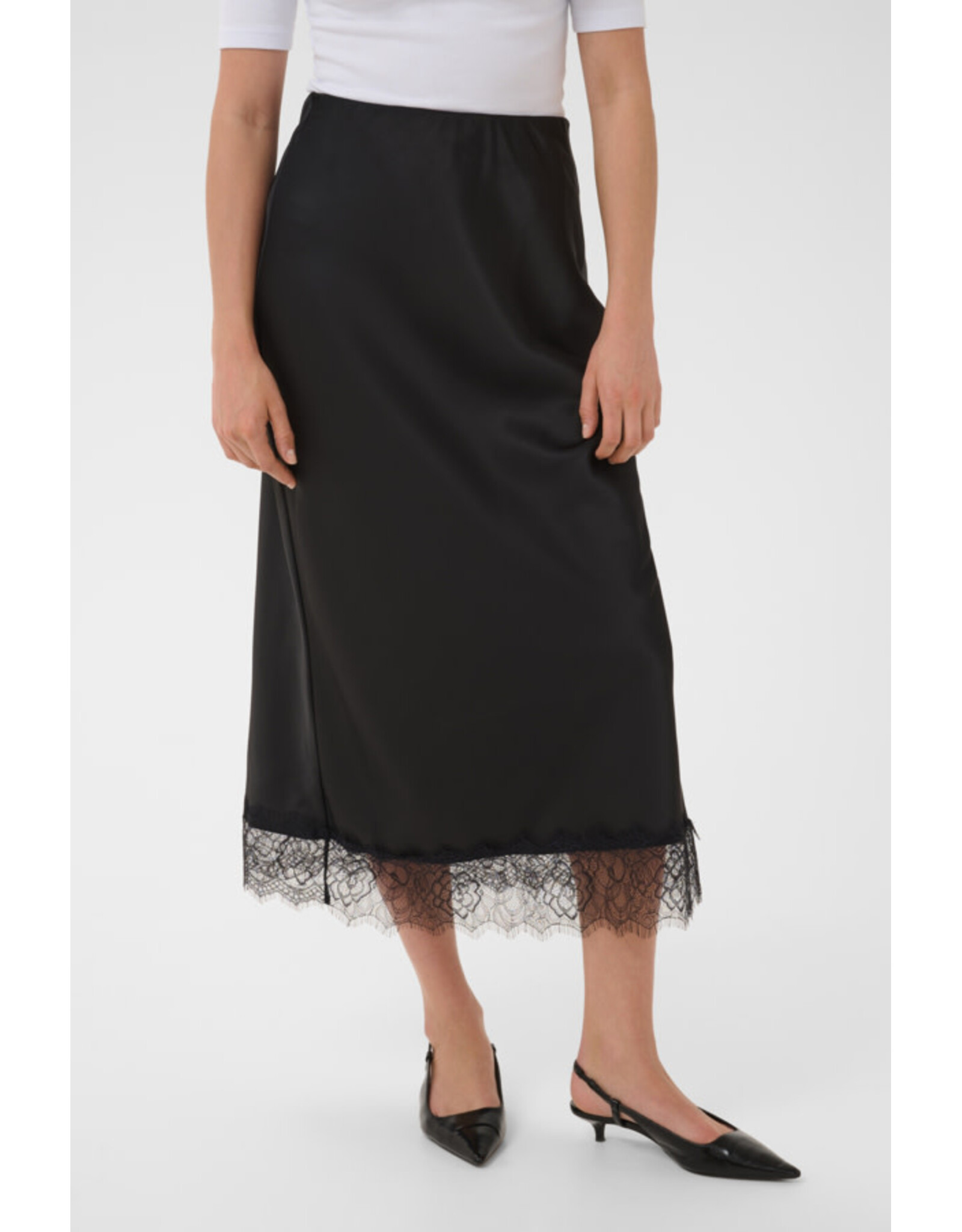 Kaffe Kaffe - Hill Maxi Skirt with Lace Trim (Black Deep)