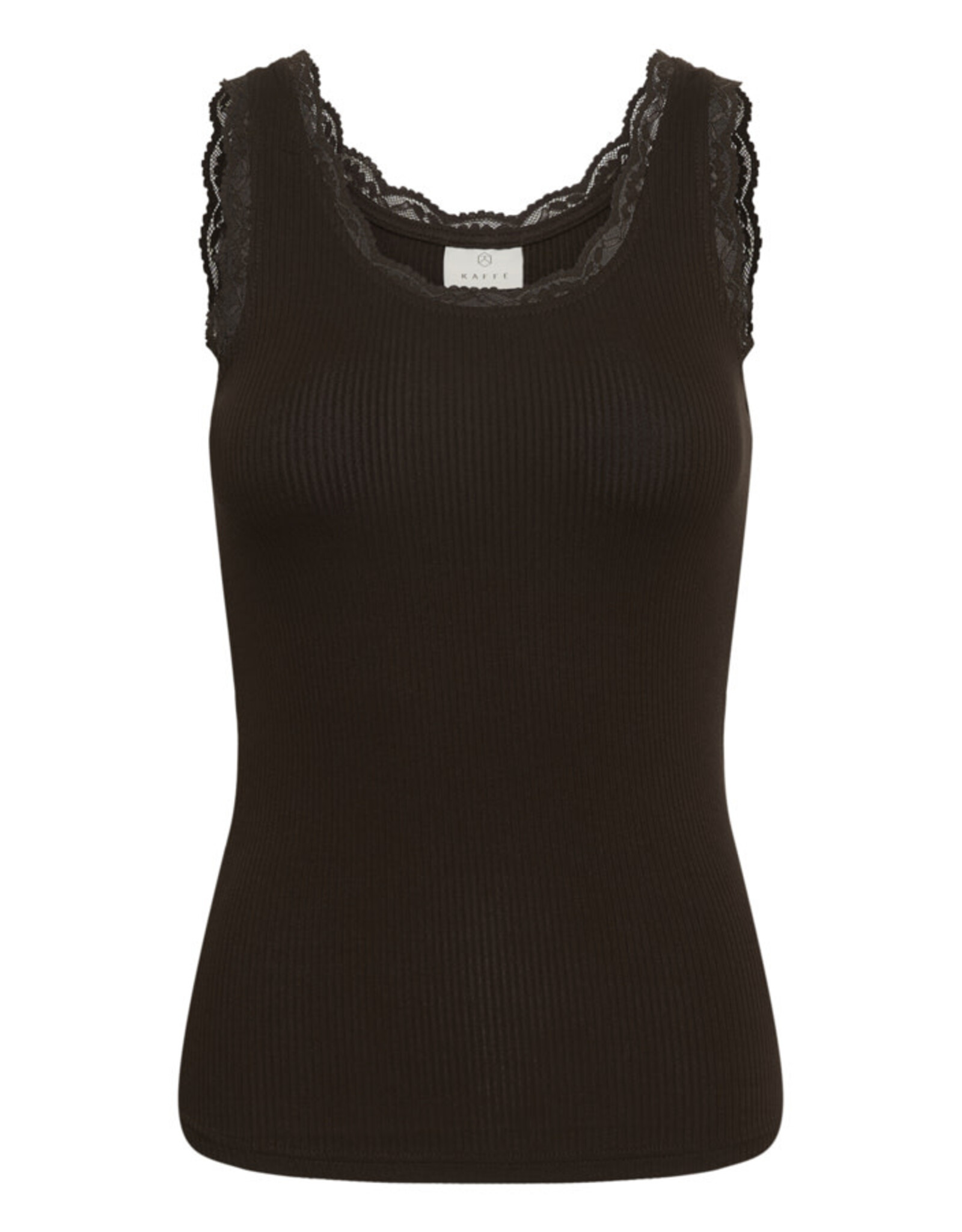 Kaffe Kaffe - Omi Lace Trim Tank (Coffee Bean)