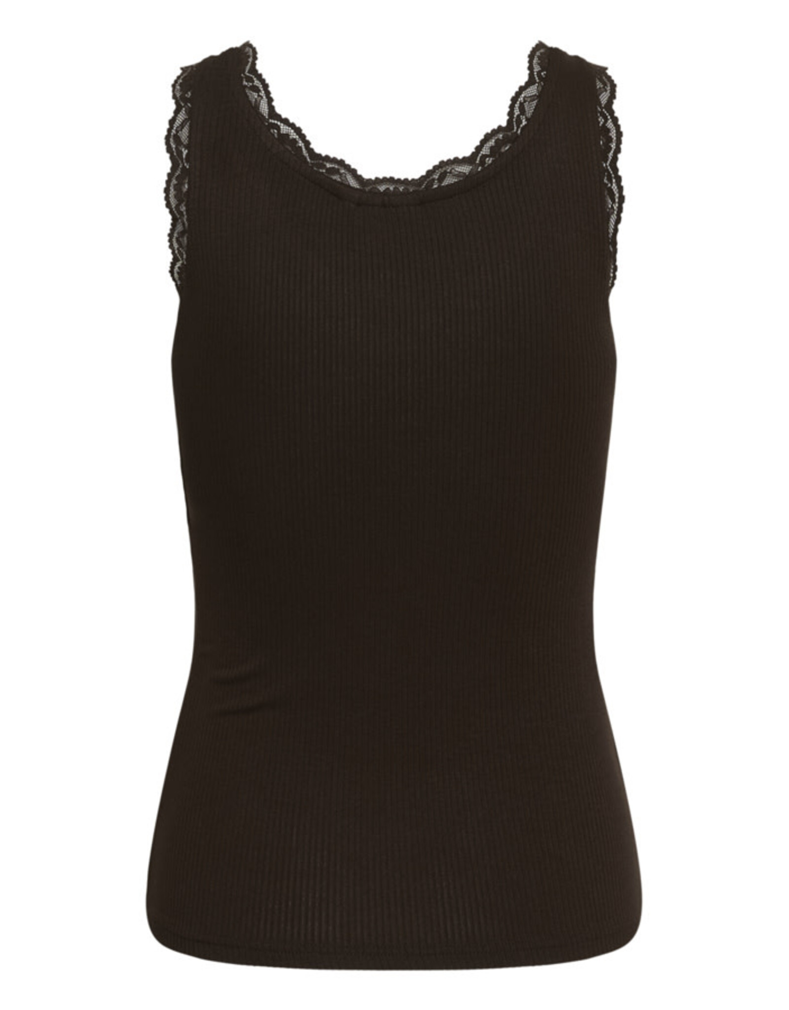 Kaffe Kaffe - Omi Lace Trim Tank (Coffee Bean)