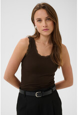 Kaffe Kaffe - Omi Lace Trim Tank (Coffee Bean)
