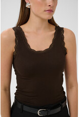 Kaffe Kaffe - Omi Lace Trim Tank (Coffee Bean)