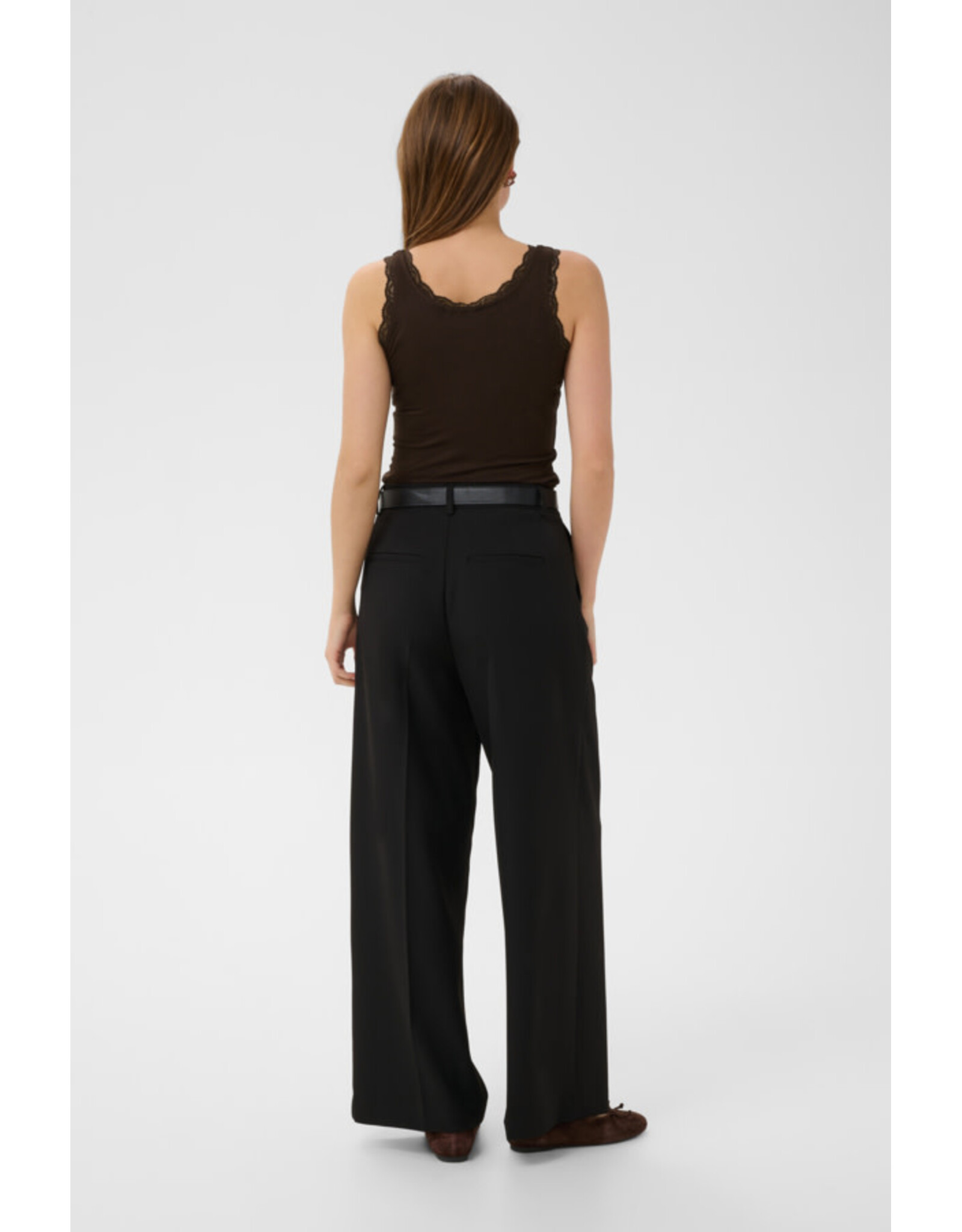 Kaffe Kaffe - Omi Lace Trim Tank (Coffee Bean)