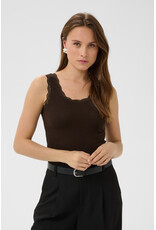 Kaffe Kaffe - Omi Lace Trim Tank (Coffee Bean)