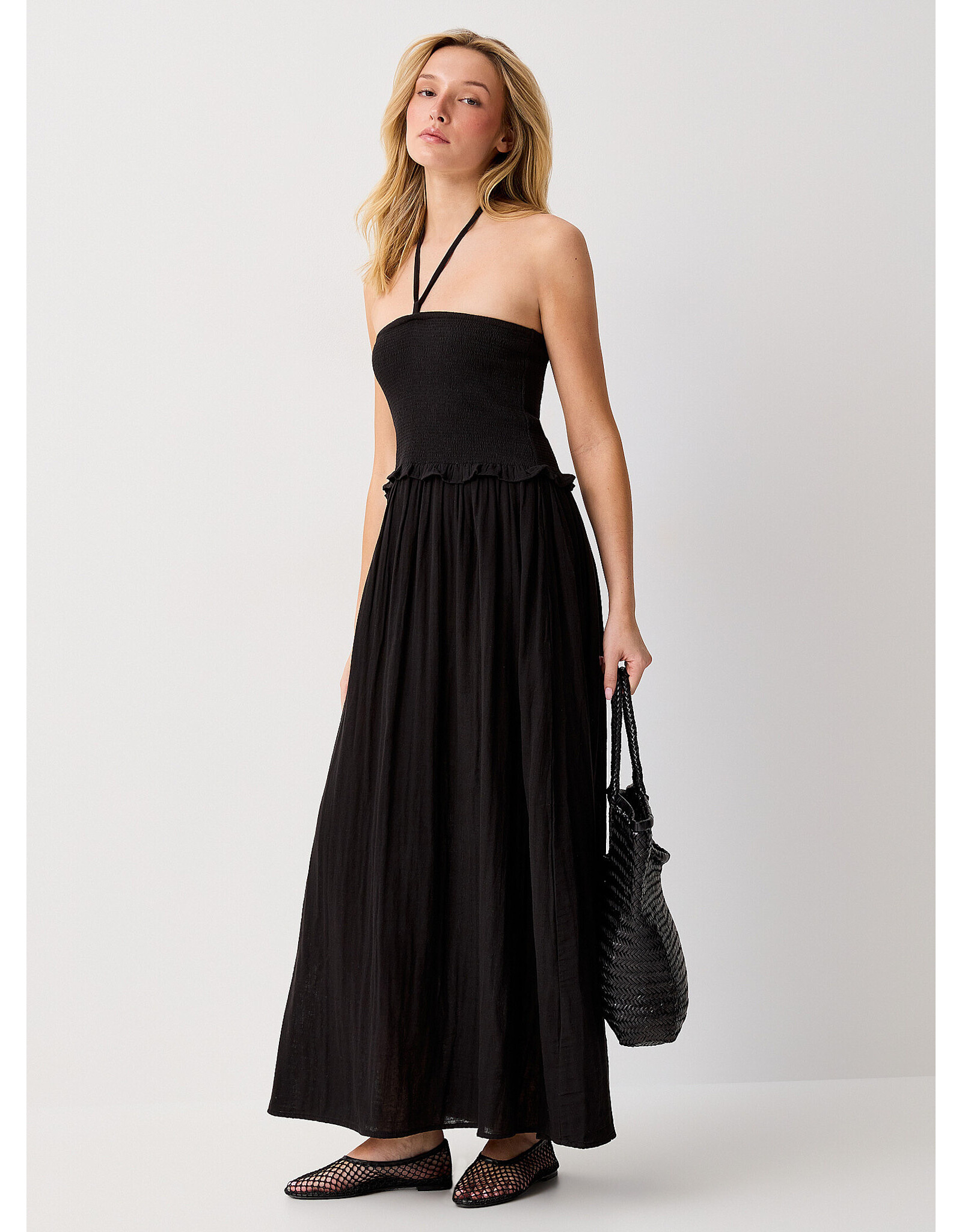 ICHI ICHI - Foxa Smocked Midi Dress (Black)