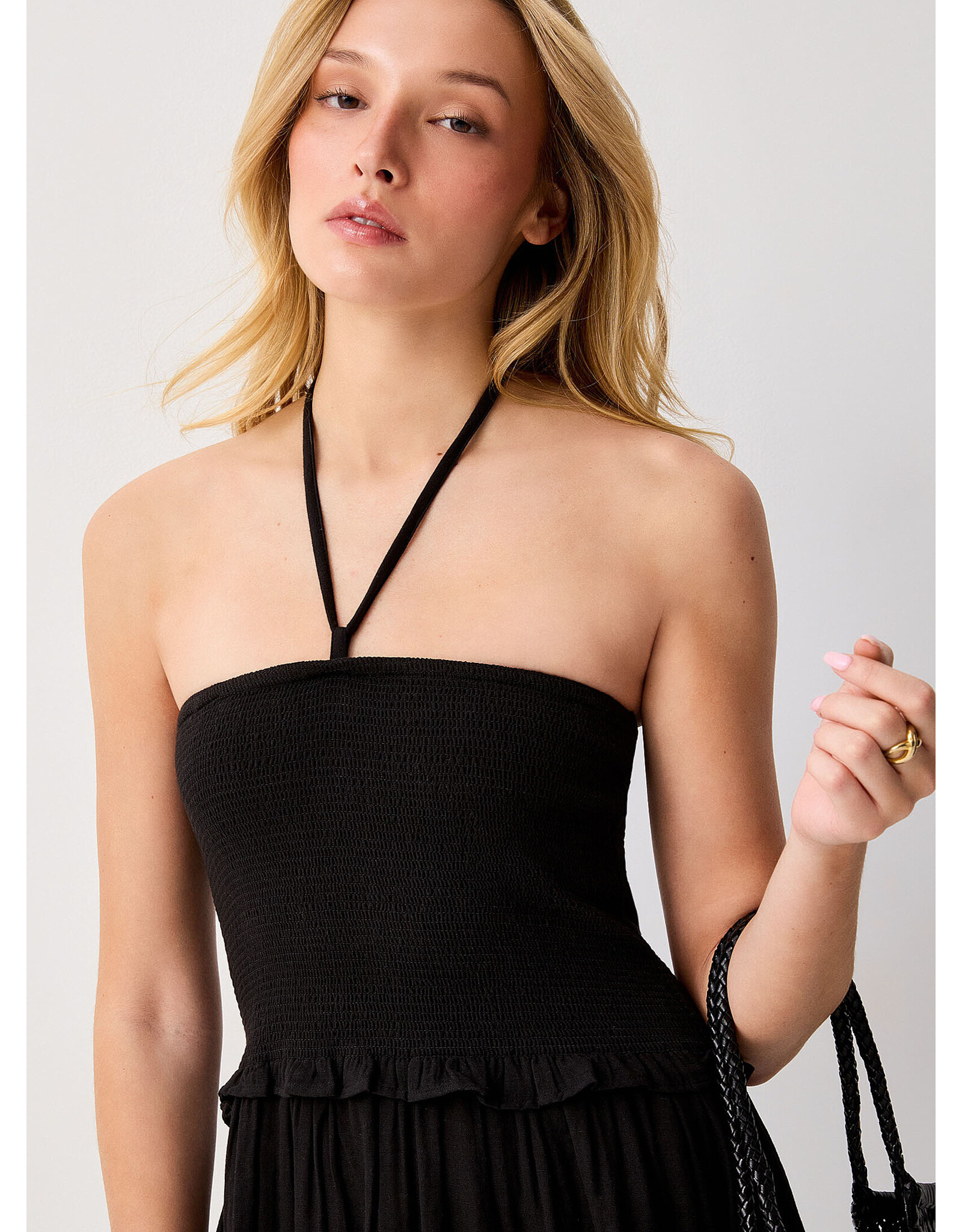ICHI ICHI - Foxa Smocked Midi Dress (Black)