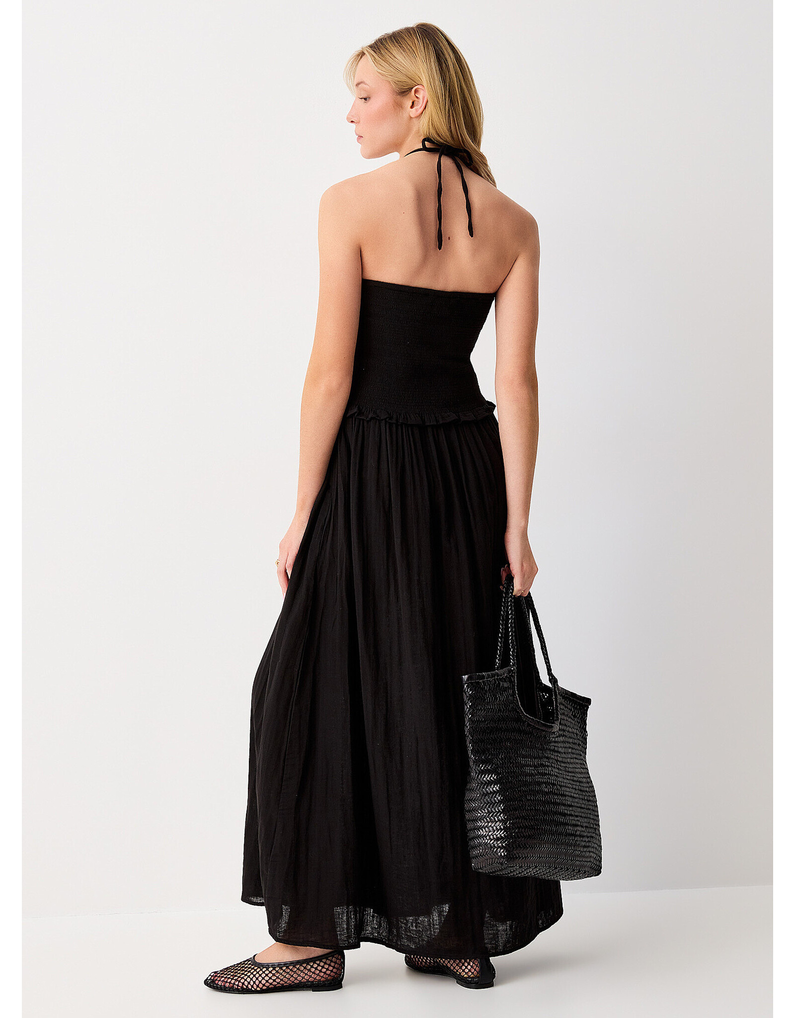 ICHI ICHI - Foxa Smocked Midi Dress (Black)