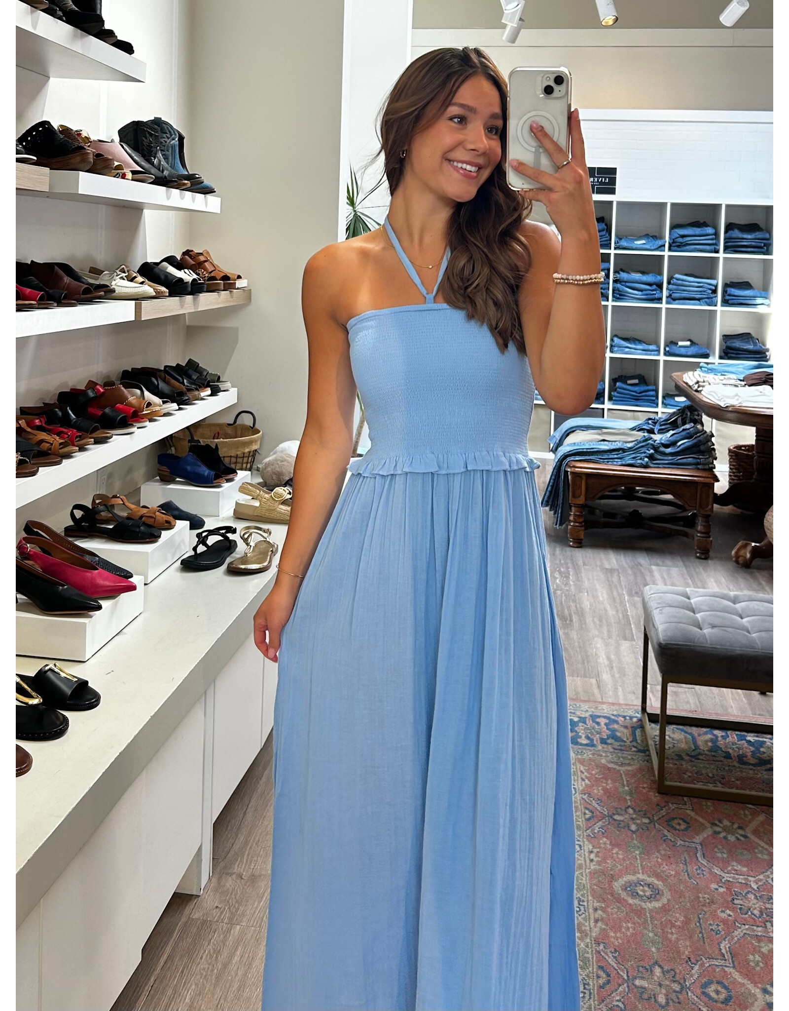 ICHI ICHI - Foxa Smocked Midi Dress (Placid Blue)