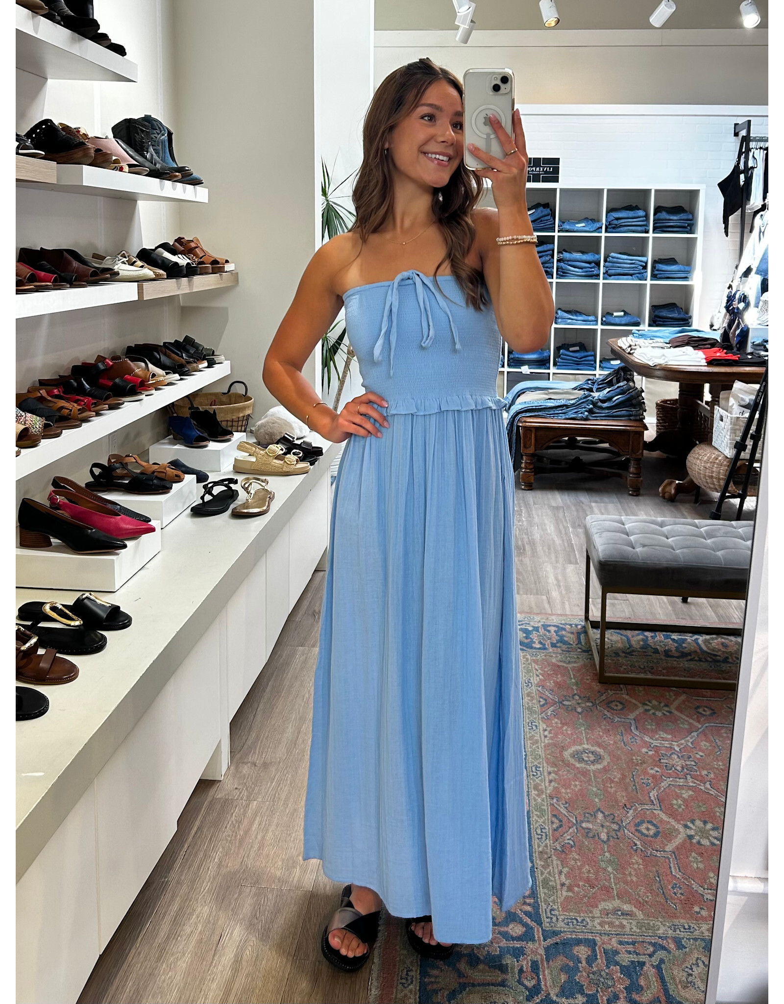 ICHI ICHI - Foxa Smocked Midi Dress (Placid Blue)