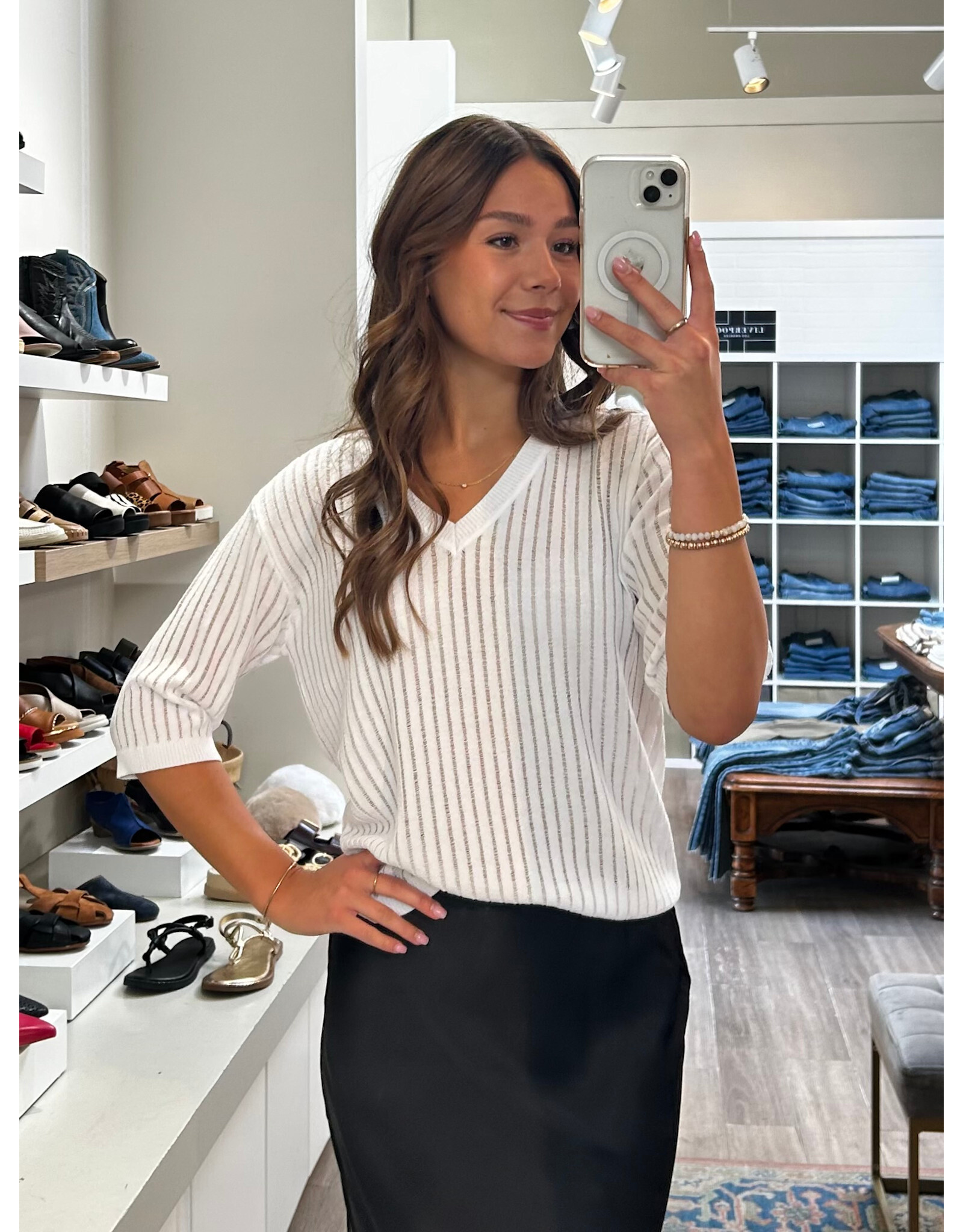 Kaffe Kaffe - Abalina V Neck Pullover (Chalk)