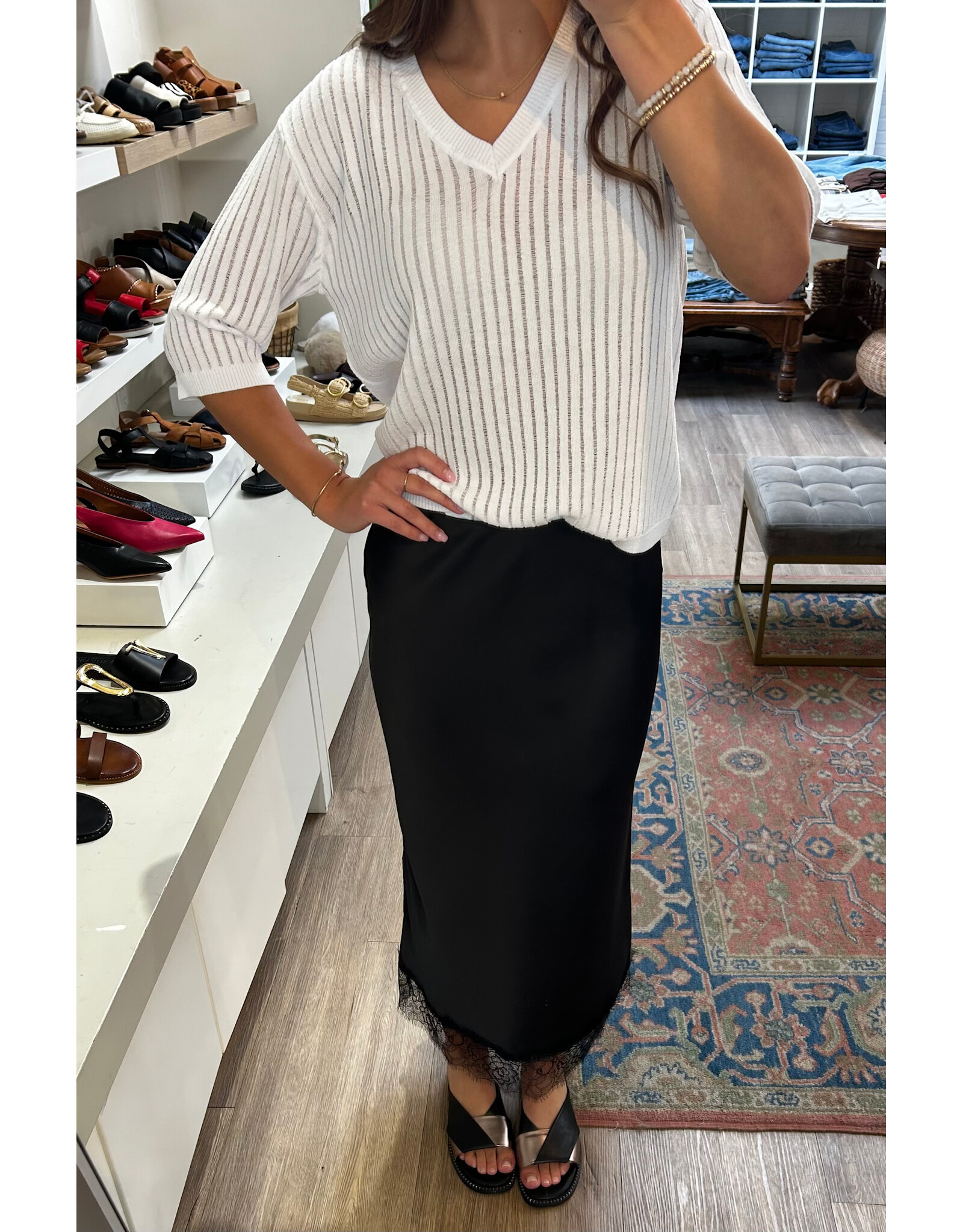 Kaffe Kaffe - Abalina V Neck Pullover (Chalk)
