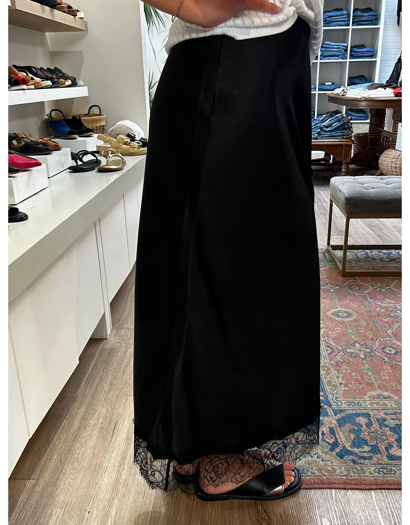Kaffe Kaffe - Hill Maxi Skirt with Lace Trim (Black Deep)