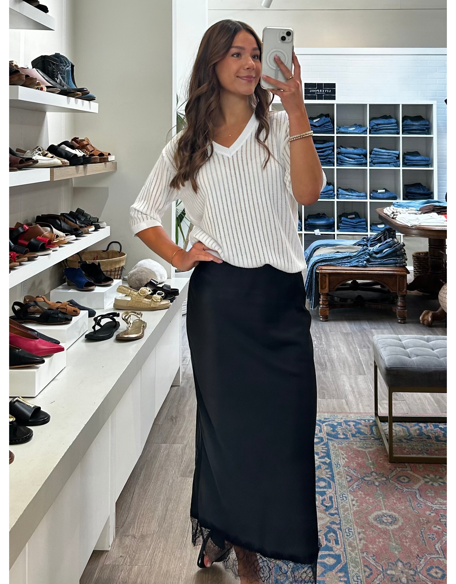 Kaffe Kaffe - Hill Maxi Skirt with Lace Trim (Black Deep)