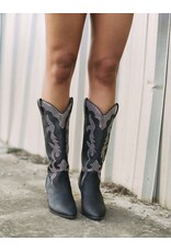 Qupid Zane 85  rhinestone western boot (Black Distressed)