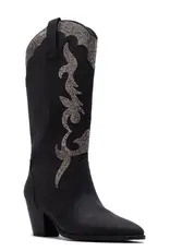 Qupid Zane 85  rhinestone western boot (Black Distressed)