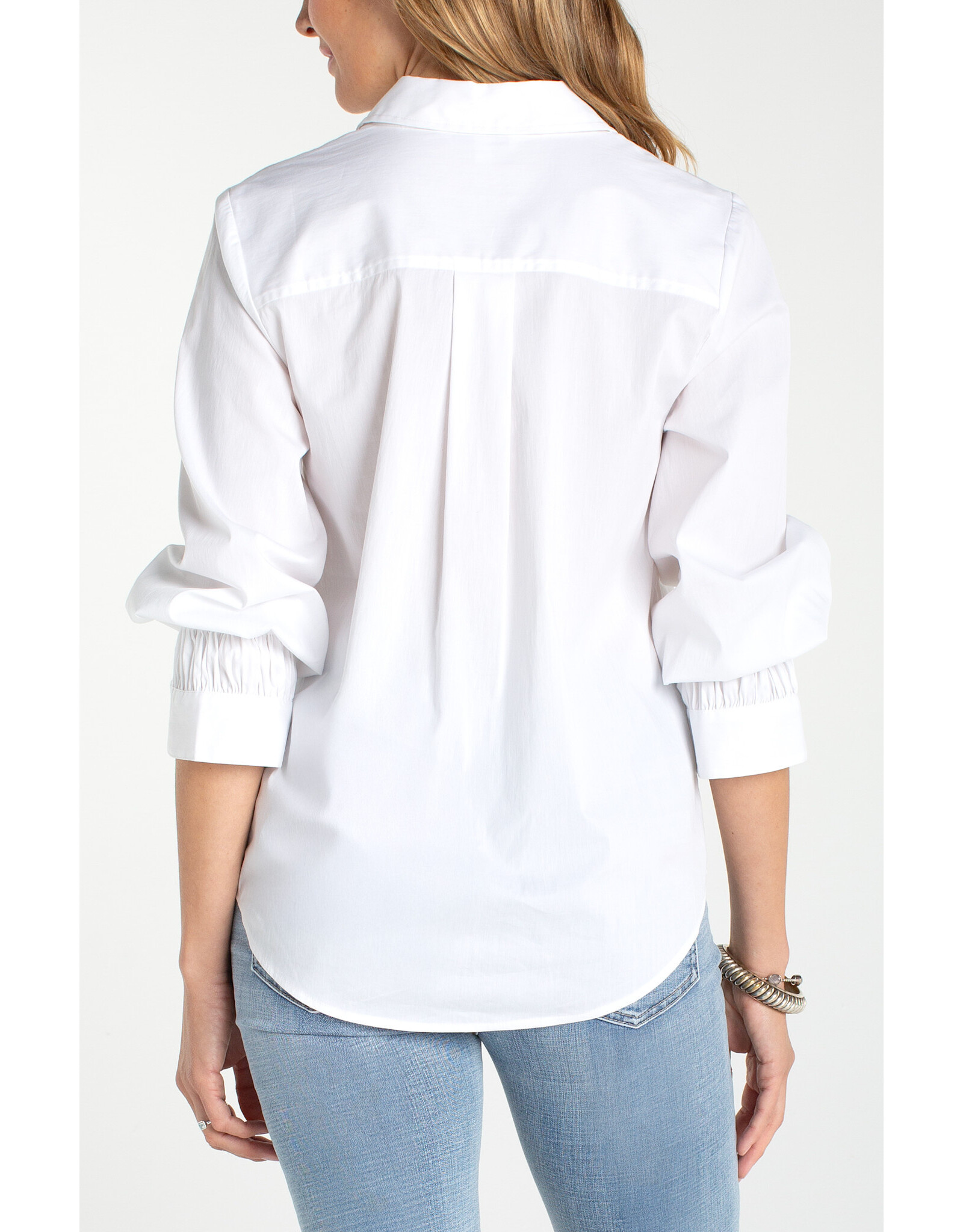 Liverpool Liverpool - Adjustable Sleeve Button Front Top (White)