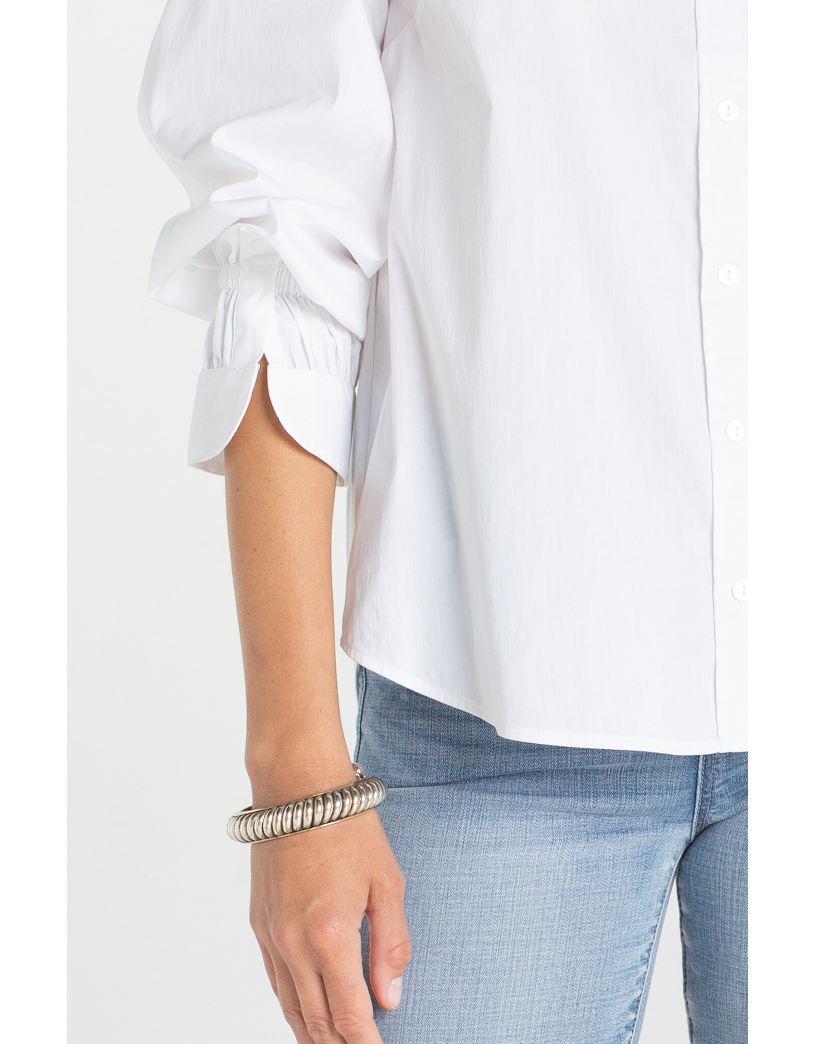 Liverpool Liverpool - Adjustable Sleeve Button Front Top (White)