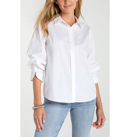 Liverpool Liverpool - Adjustable Sleeve Button Front Top (White)