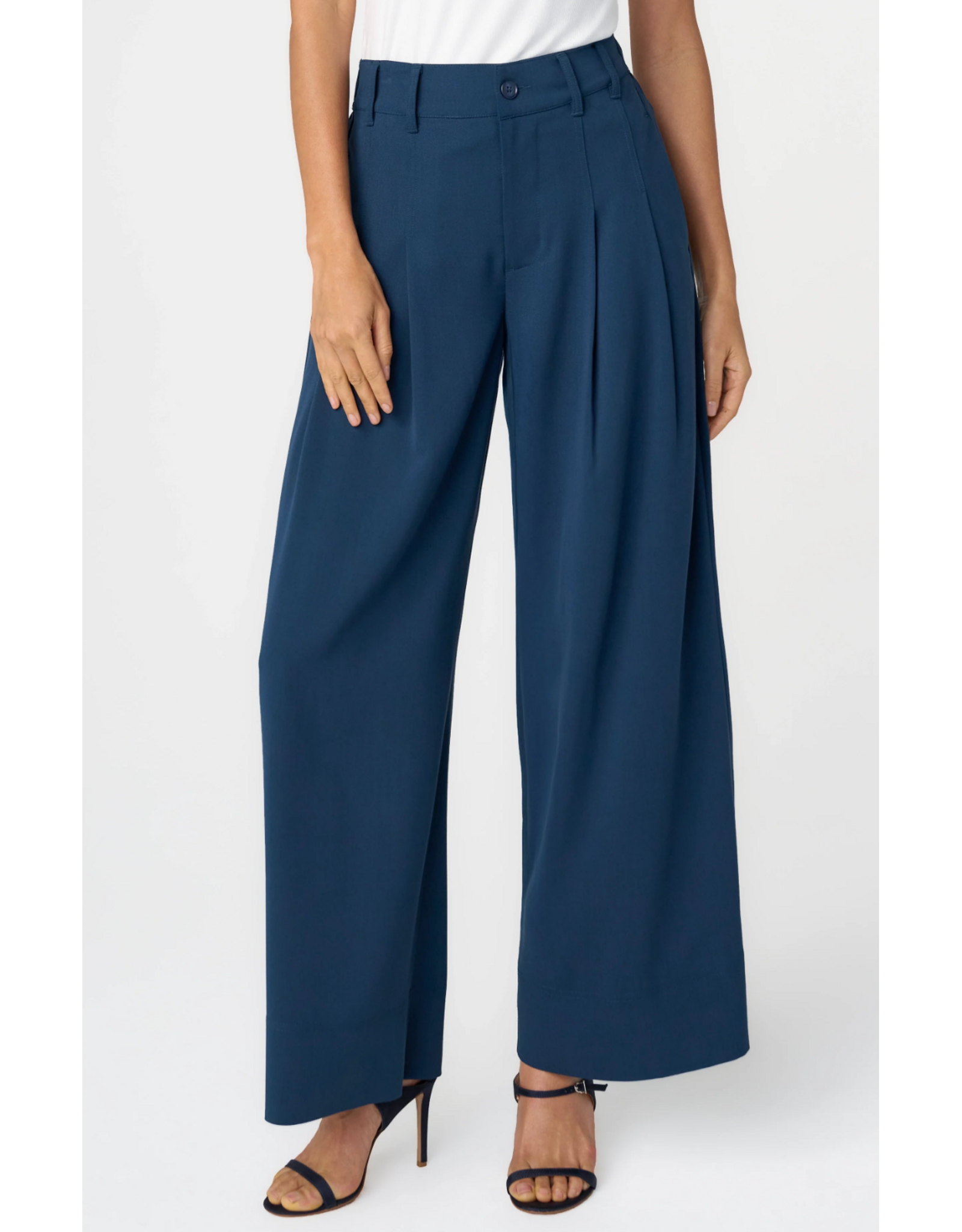 Liverpool Liverpool - Pleated Wide Leg Trouser (Oxford - Navy)