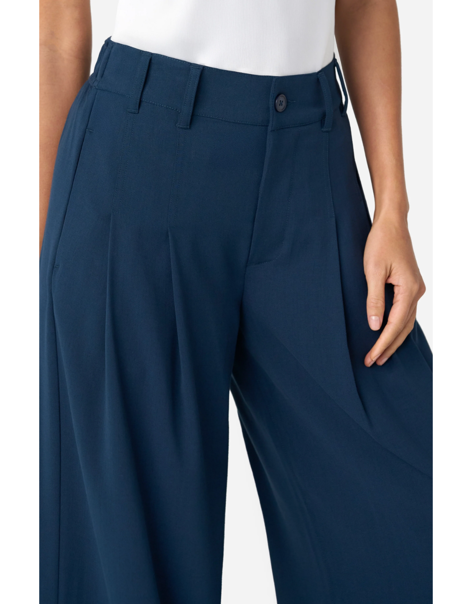 Liverpool Liverpool - Pleated Wide Leg Trouser (Oxford - Navy)